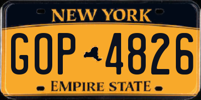 NY license plate GOP4826