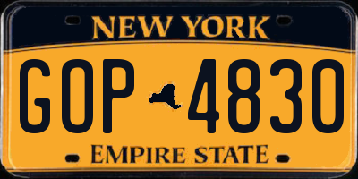 NY license plate GOP4830