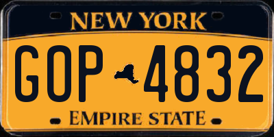 NY license plate GOP4832