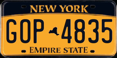 NY license plate GOP4835