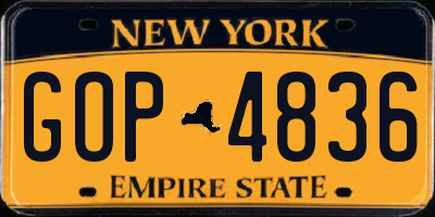 NY license plate GOP4836
