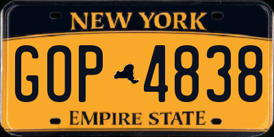NY license plate GOP4838