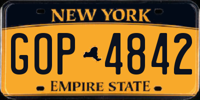 NY license plate GOP4842
