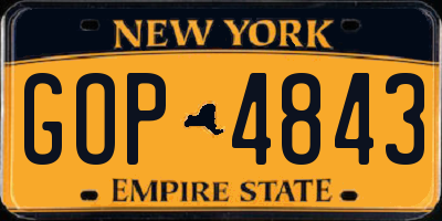 NY license plate GOP4843
