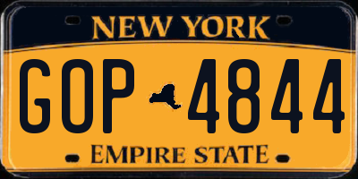 NY license plate GOP4844