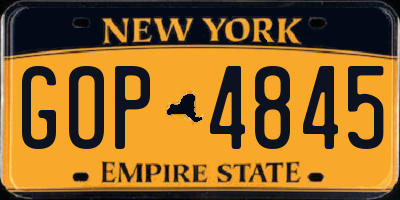 NY license plate GOP4845