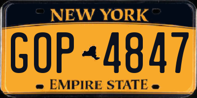 NY license plate GOP4847