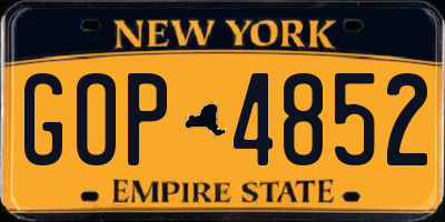 NY license plate GOP4852