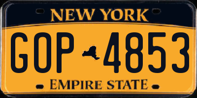 NY license plate GOP4853