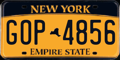 NY license plate GOP4856