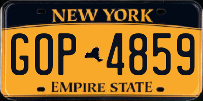 NY license plate GOP4859