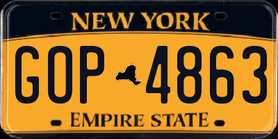 NY license plate GOP4863