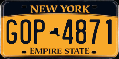NY license plate GOP4871