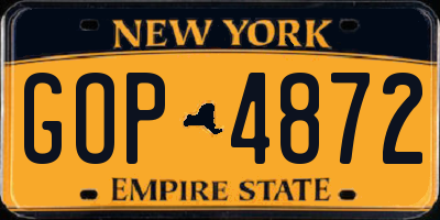 NY license plate GOP4872