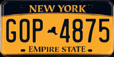 NY license plate GOP4875
