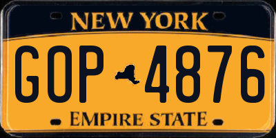 NY license plate GOP4876