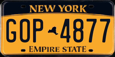 NY license plate GOP4877
