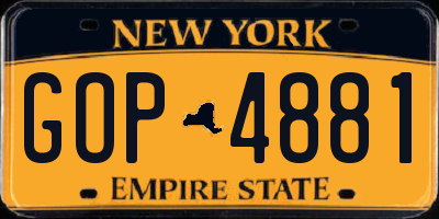 NY license plate GOP4881