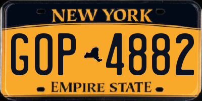 NY license plate GOP4882