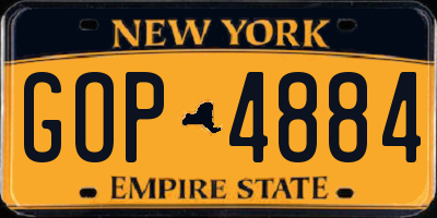 NY license plate GOP4884