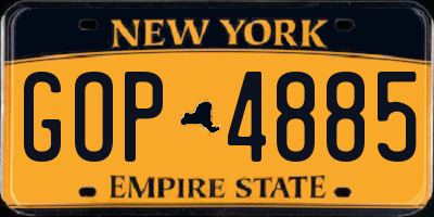 NY license plate GOP4885