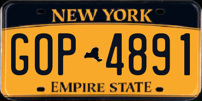 NY license plate GOP4891