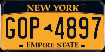 NY license plate GOP4897