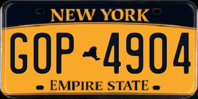 NY license plate GOP4904