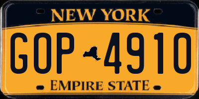 NY license plate GOP4910