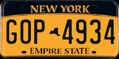 NY license plate GOP4934