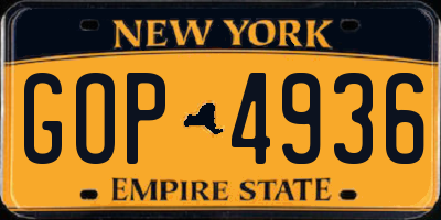 NY license plate GOP4936