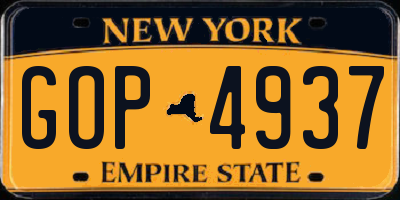 NY license plate GOP4937