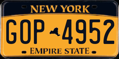 NY license plate GOP4952