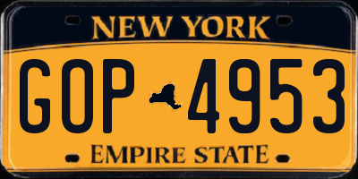 NY license plate GOP4953