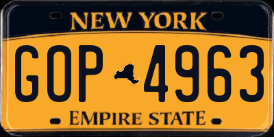 NY license plate GOP4963