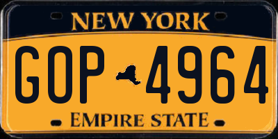 NY license plate GOP4964