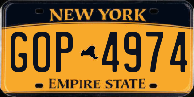 NY license plate GOP4974