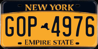 NY license plate GOP4976