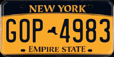 NY license plate GOP4983