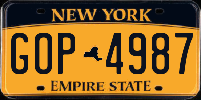 NY license plate GOP4987