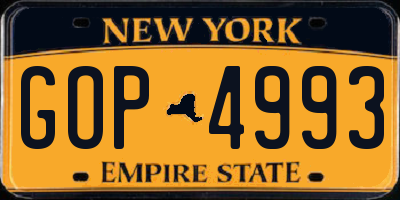 NY license plate GOP4993
