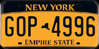 NY license plate GOP4996