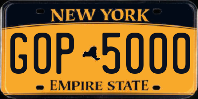 NY license plate GOP5000