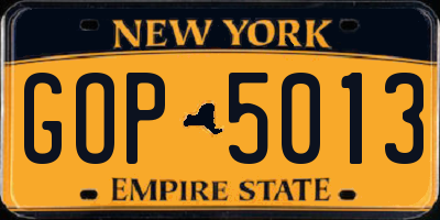 NY license plate GOP5013