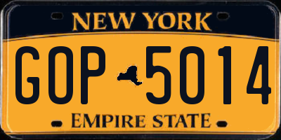NY license plate GOP5014