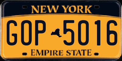 NY license plate GOP5016