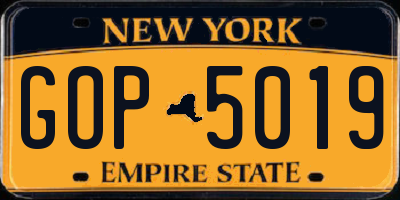 NY license plate GOP5019
