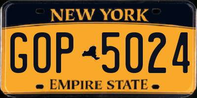 NY license plate GOP5024