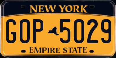 NY license plate GOP5029