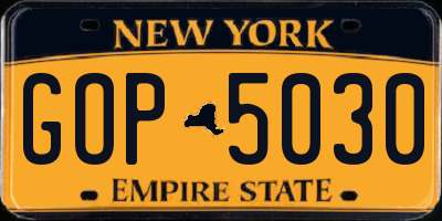 NY license plate GOP5030